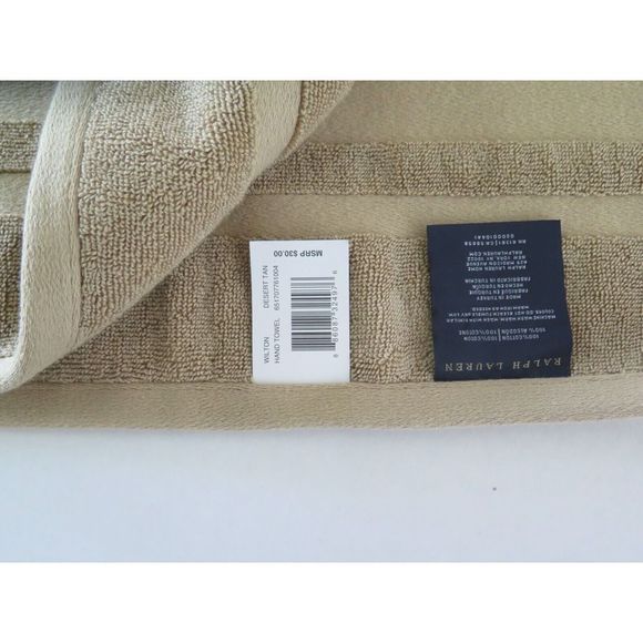 Ralph Lauren Wilton Desert Tan 100% Cotton Hand Towel & Wash Towel Set - Picture 5 of 6